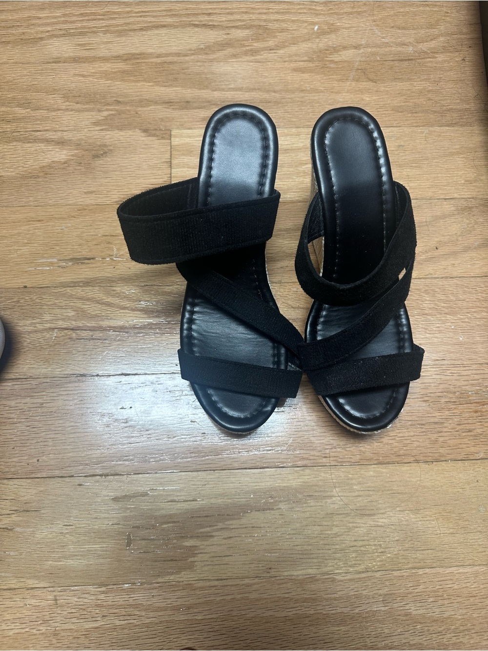 Black Strappy Women's Slip-On Sandals